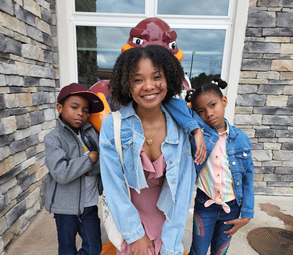 Pamela Price’s children during family weekend at Virginia Tech, 2022.