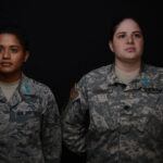 A U.S. Air Force Airman and a U.S. Army Soldier show support for sexual assault survivors at Joint Base Langley-Eustis, Va., March 28, 2017. April is Sexual Assault Awareness and Prevention Month, which highlights the resources provided for sexual assault survivors. (U.S. Air Force photo/Airman 1st Class Kaylee Dubois)